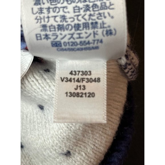 Lands End Cardigan Sweater Fair Isle Heavyweight Blue Button Up Cotton Winter S - Picture 13 of 13